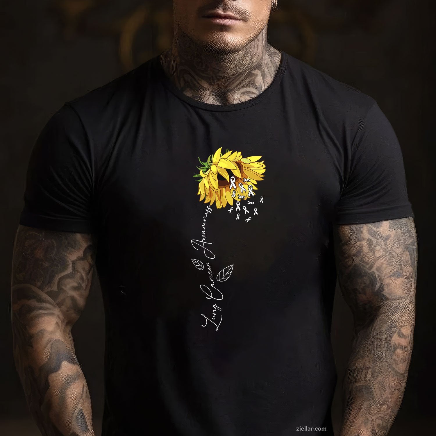 Lung Cancer Awareness Sunflower T-Shirt