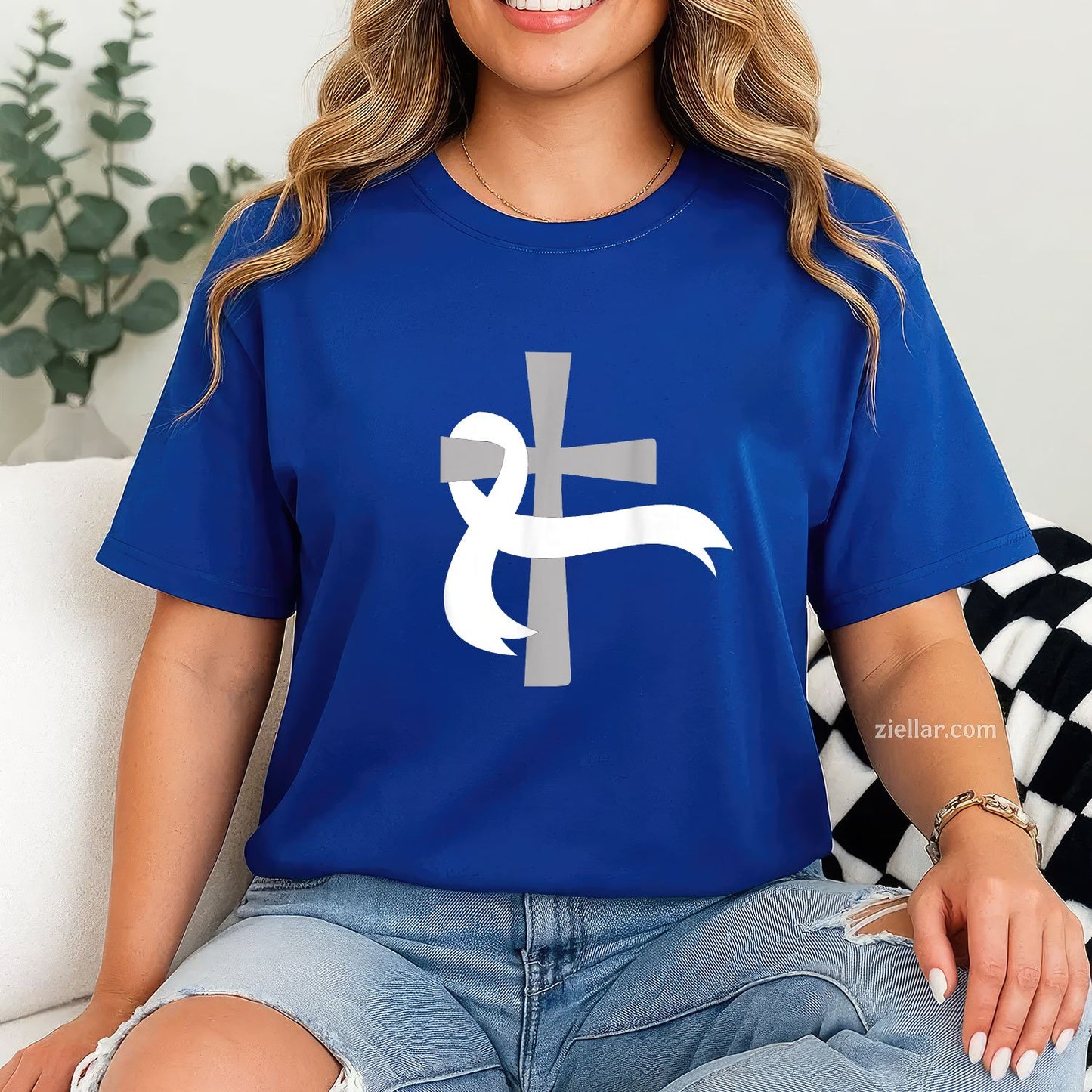 Lung Cancer Awareness White Ribbon Jesus Cross Tee and T-Shirt, Lung Cancer Awareness Support T-Shirt for Men and Women Adults