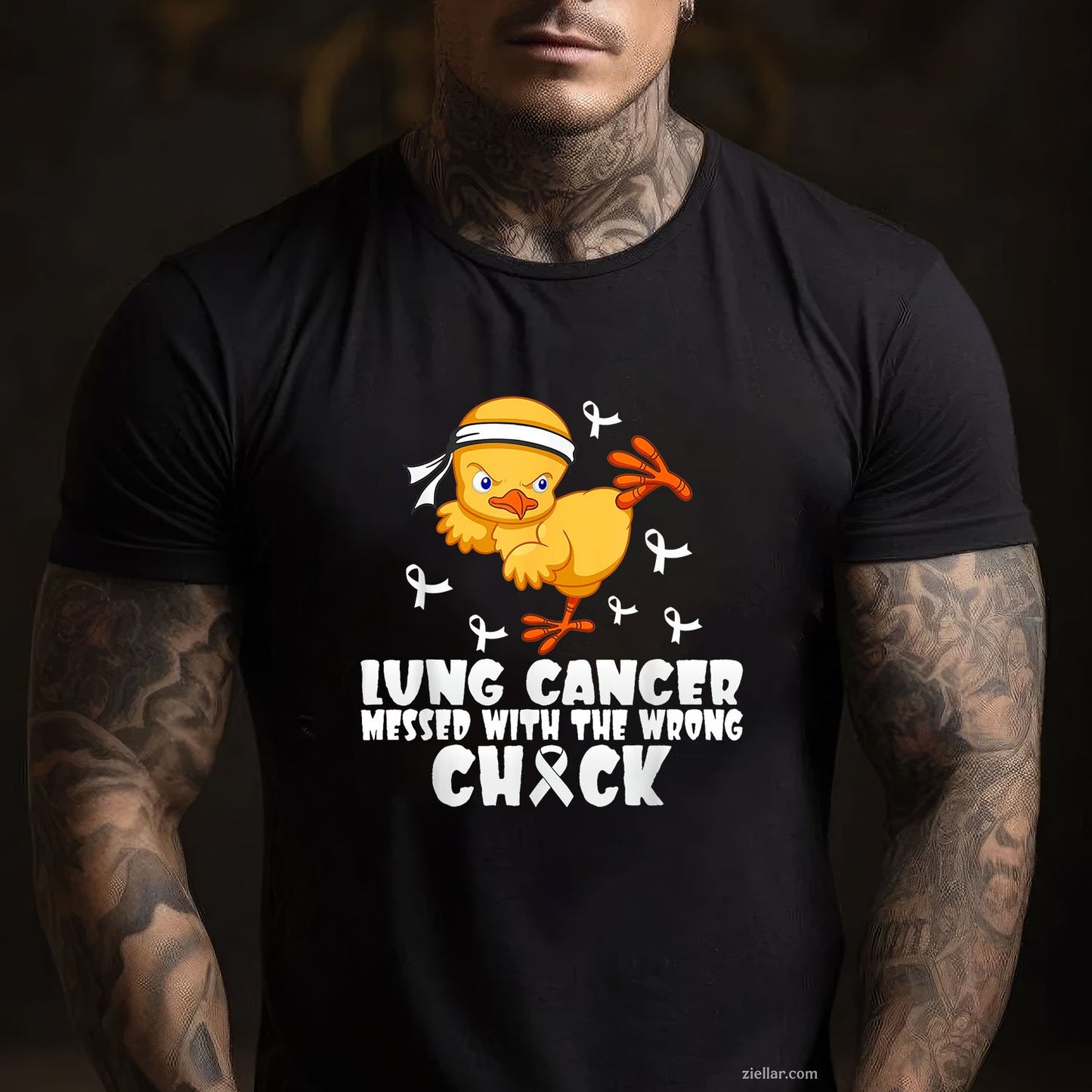 Lung Cancer Messed With The Wrong Chick Tee and T-Shirt, Lung Cancer Awareness Support T-Shirt for Men and Women Adults