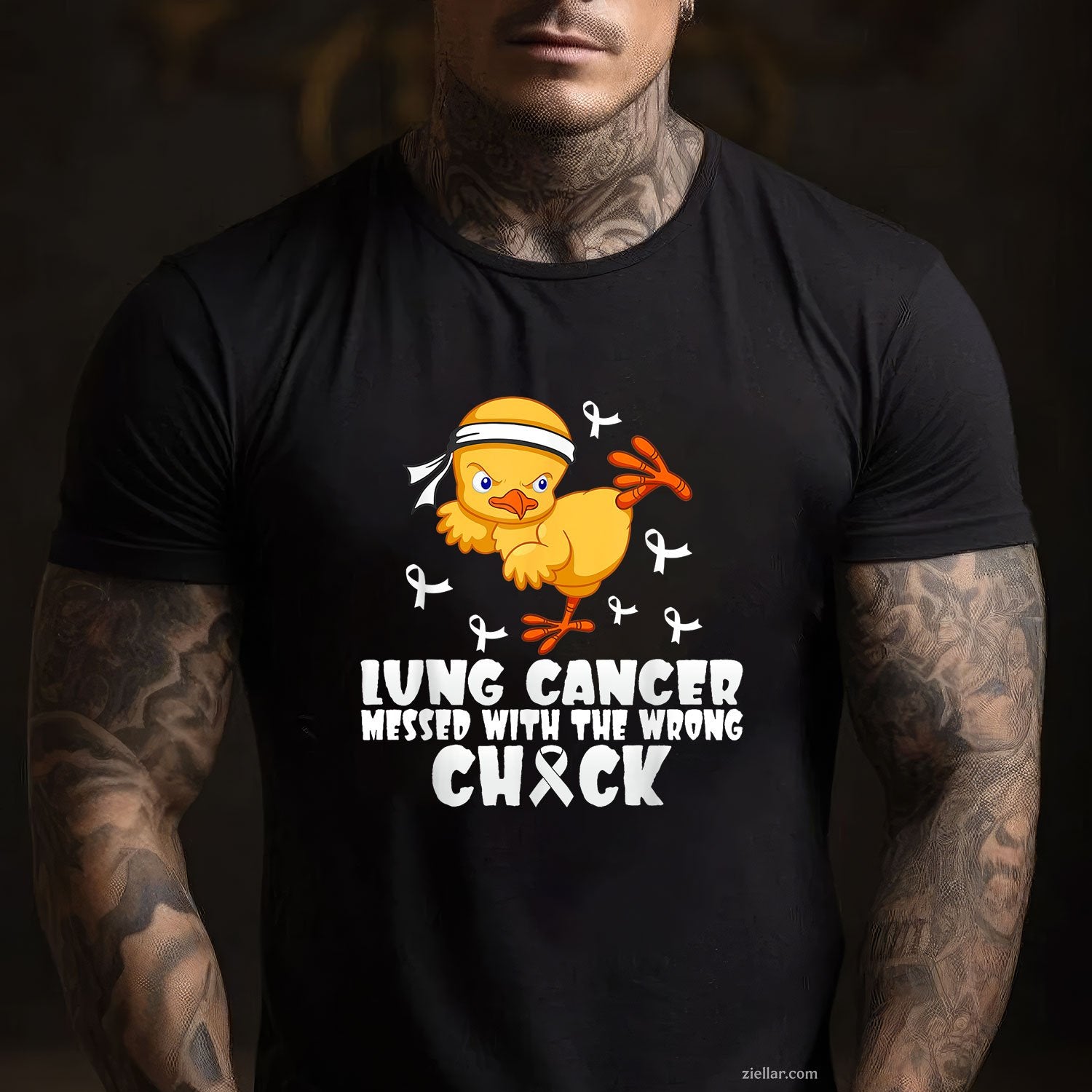 Lung Cancer Messed With The Wrong Chick Tee and T-Shirt, Lung Cancer Awareness Support T-Shirt for Men and Women Adults