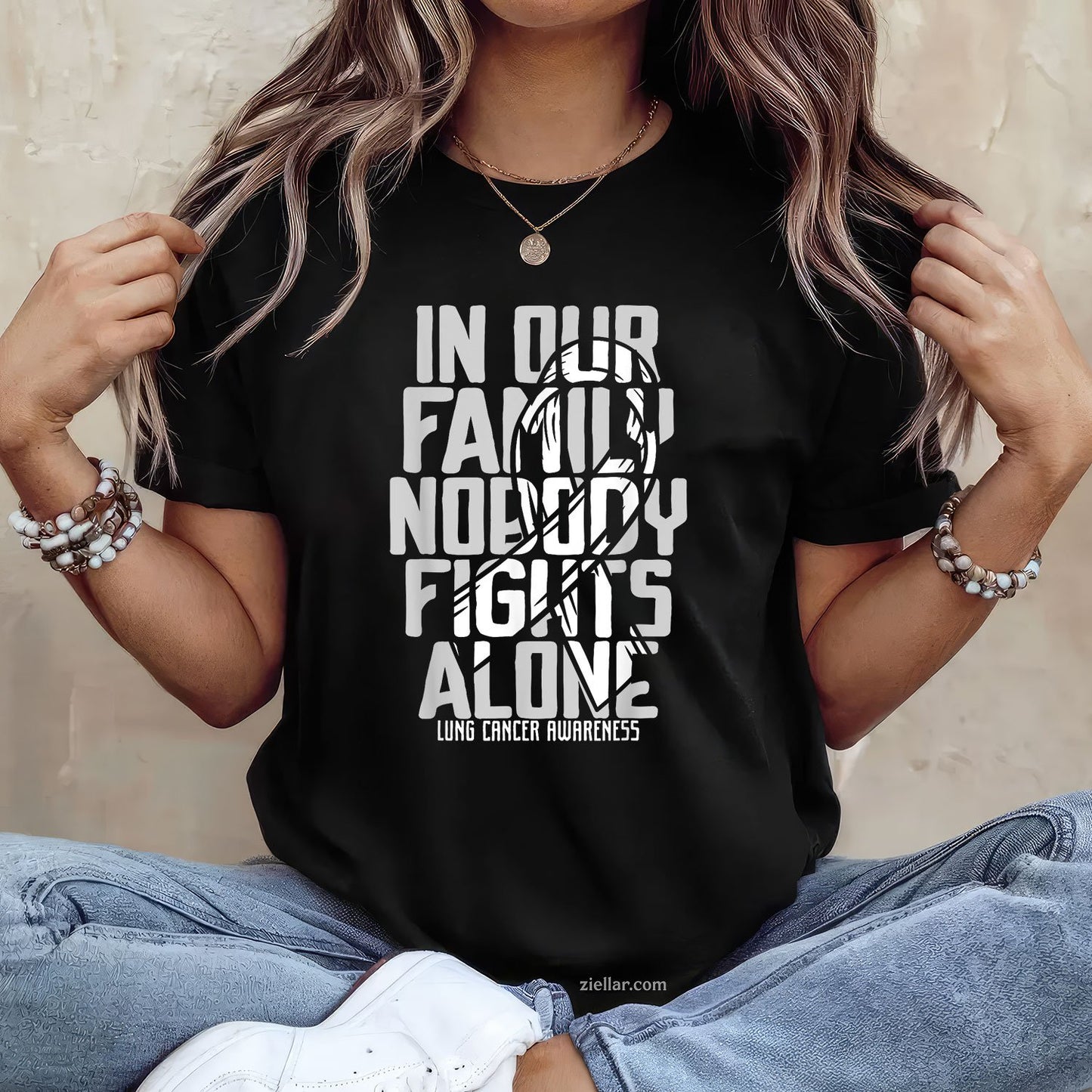 Lung Cancer Support White Family Lung Cancer Awareness T-Shirt