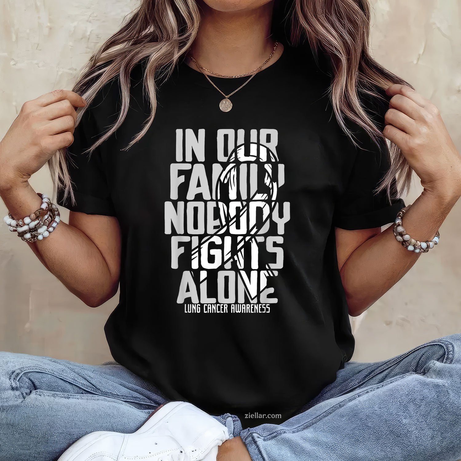Lung Cancer Support White Family Lung Cancer Awareness T-Shirt