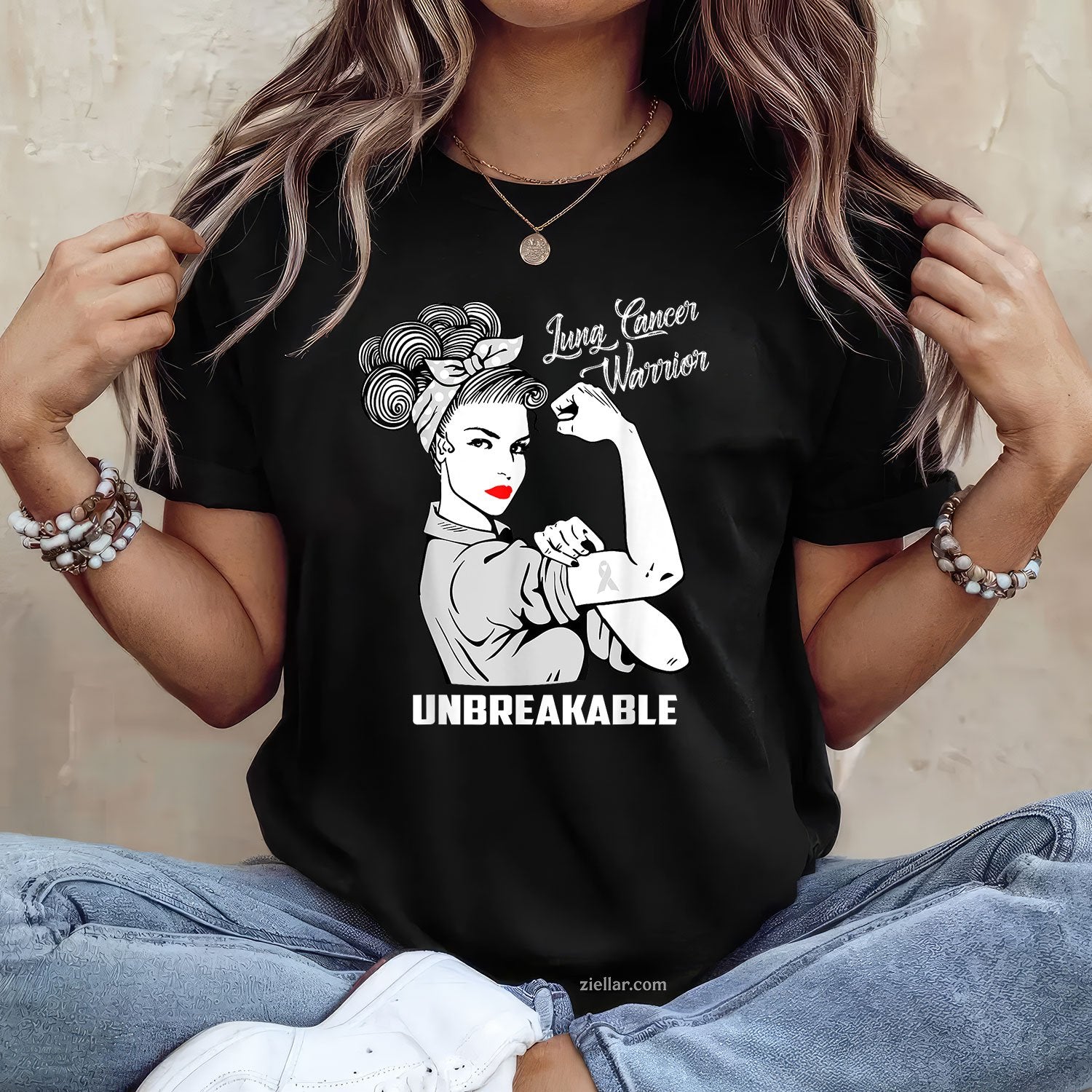 Lung Cancer Warrior Unbreakable T-Shirt Awareness Gift Shirt T-Shirt