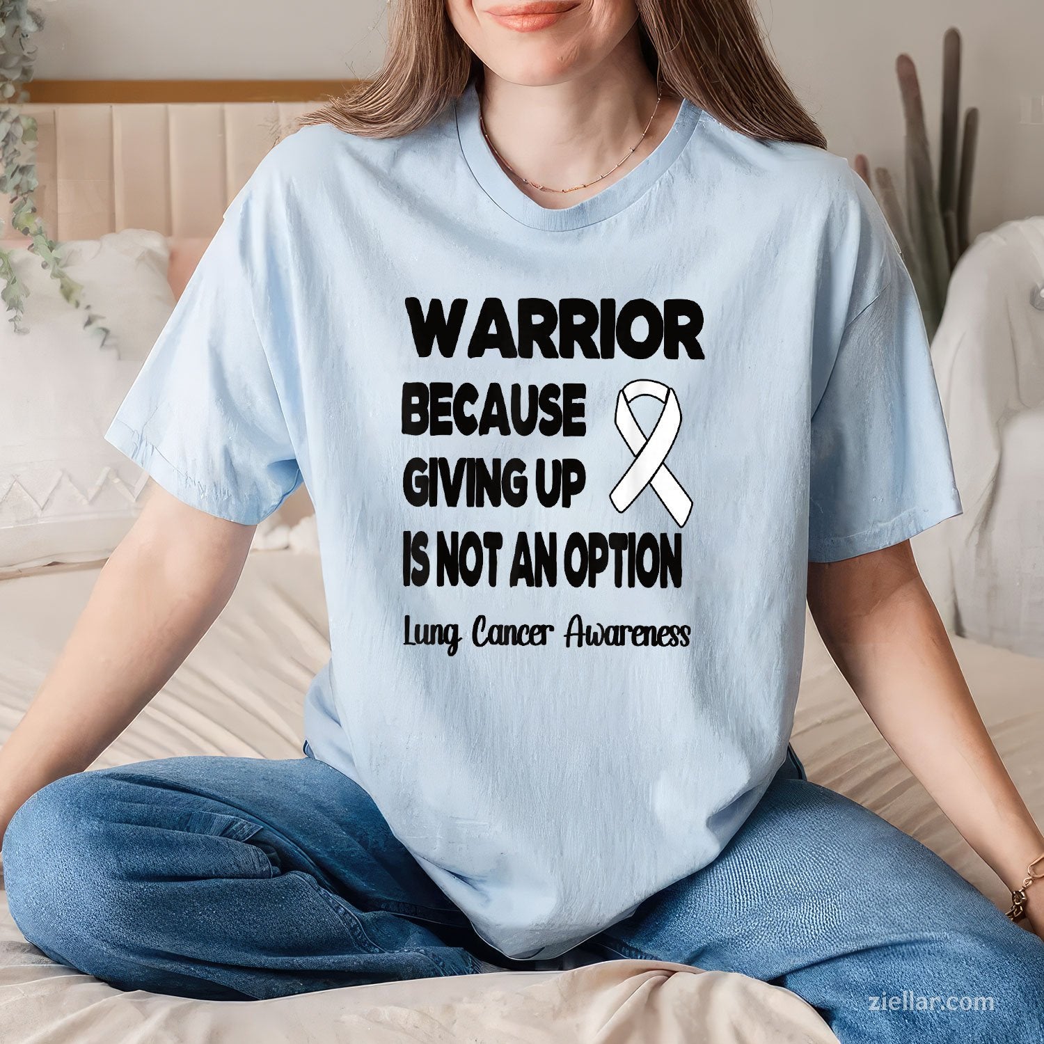 Lung Cancer Warrior White Ribbon Lung Cancer Fighter T-Shirt