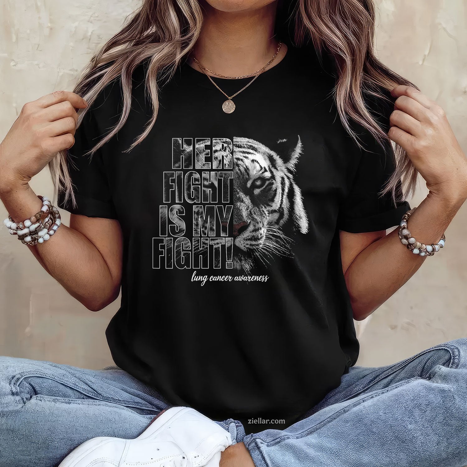 Lung Cancer Awareness _ Her Fight Is My Fight T-Shirt
