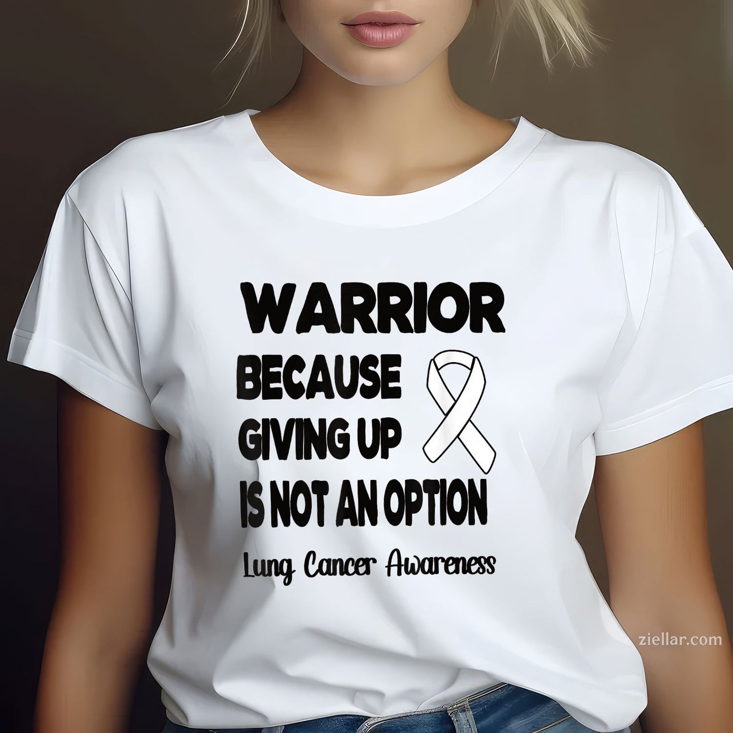 Lung Cancer Warrior White Ribbon Lung Cancer Fighter T-Shirt