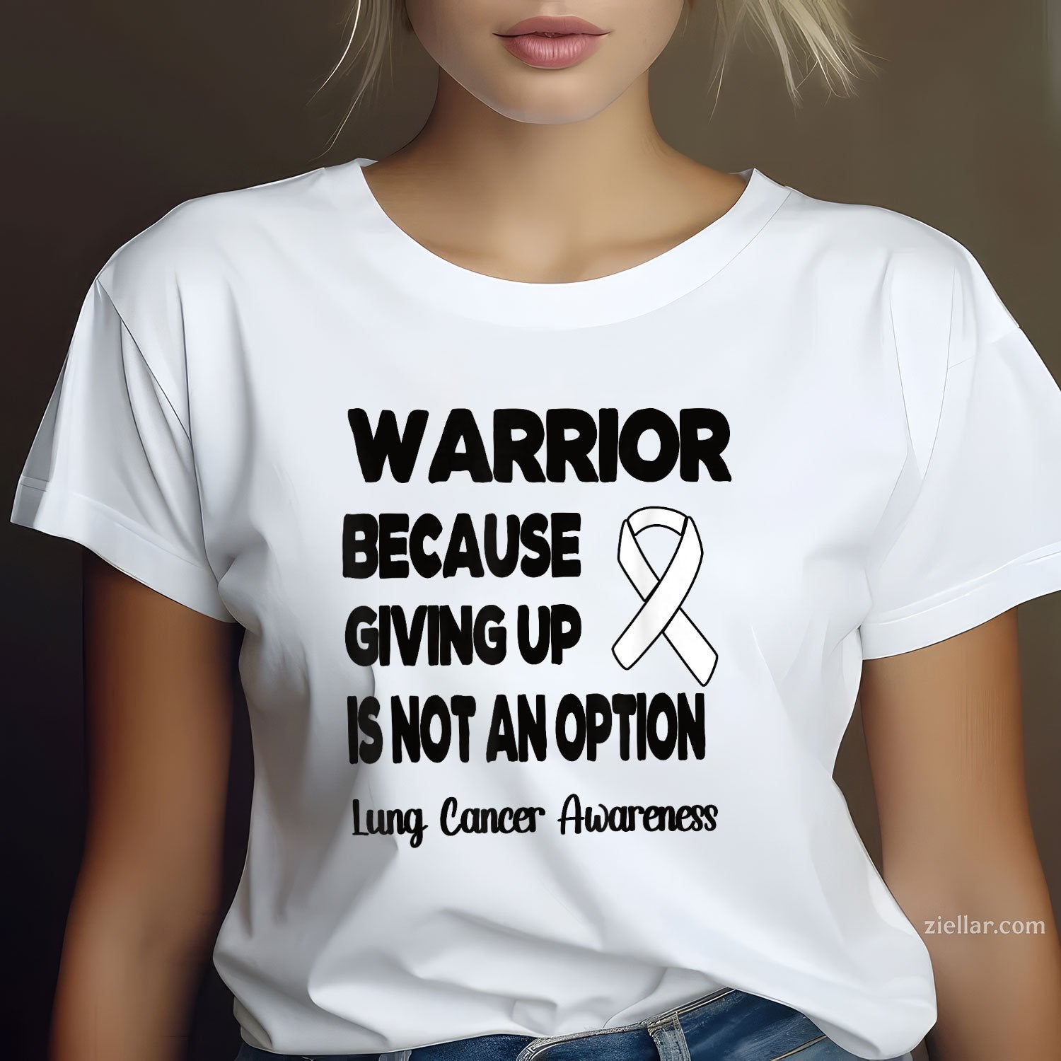 Lung Cancer Warrior White Ribbon Lung Cancer Fighter T-Shirt