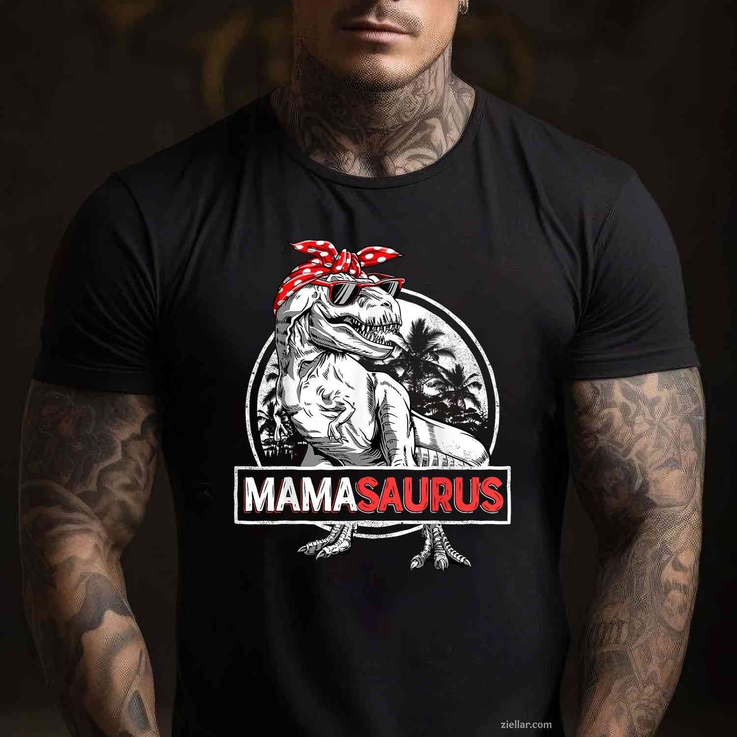 Mamasaurus T rex Dinosaur Funny Mama Saurus Mother's Family T-Shirt Tee for Men Women Adults Unisex