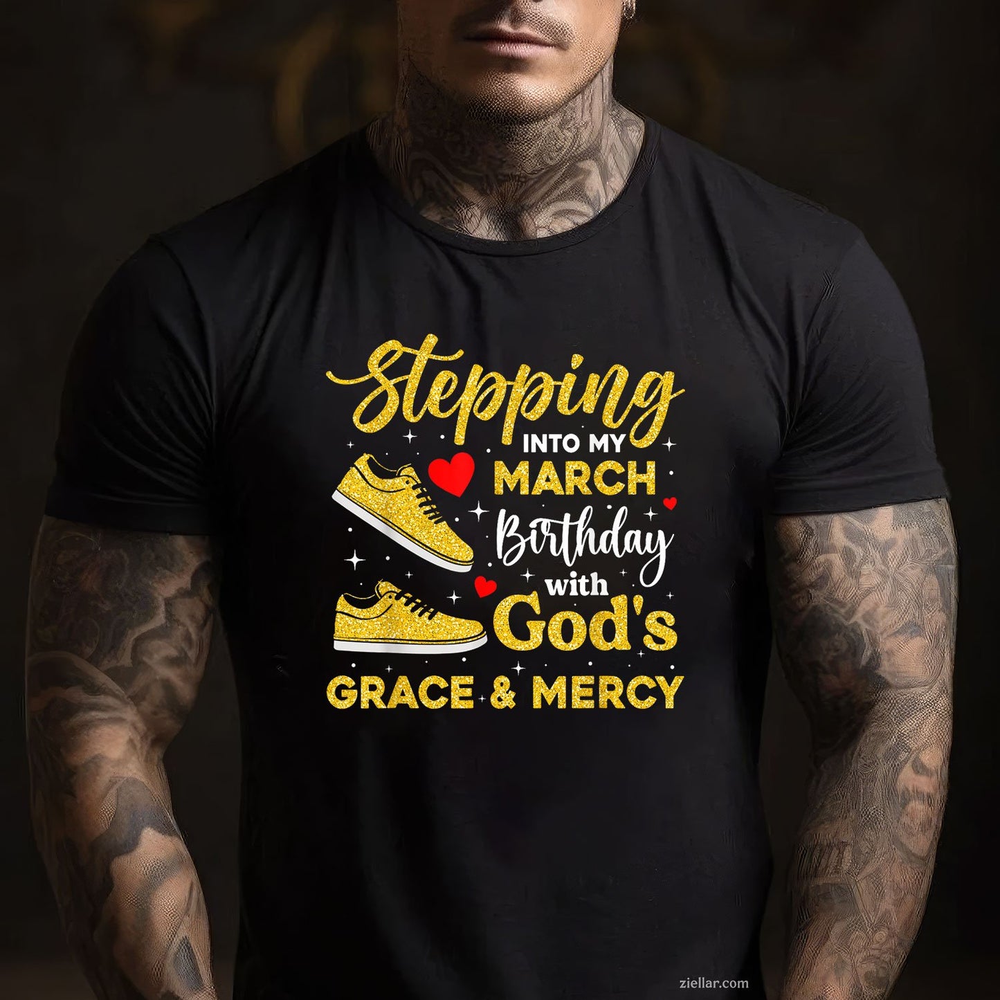 March Birthday with God’s Grace Tee and T-Shirt, Inspirational T-Shirt Gift for Women Adults