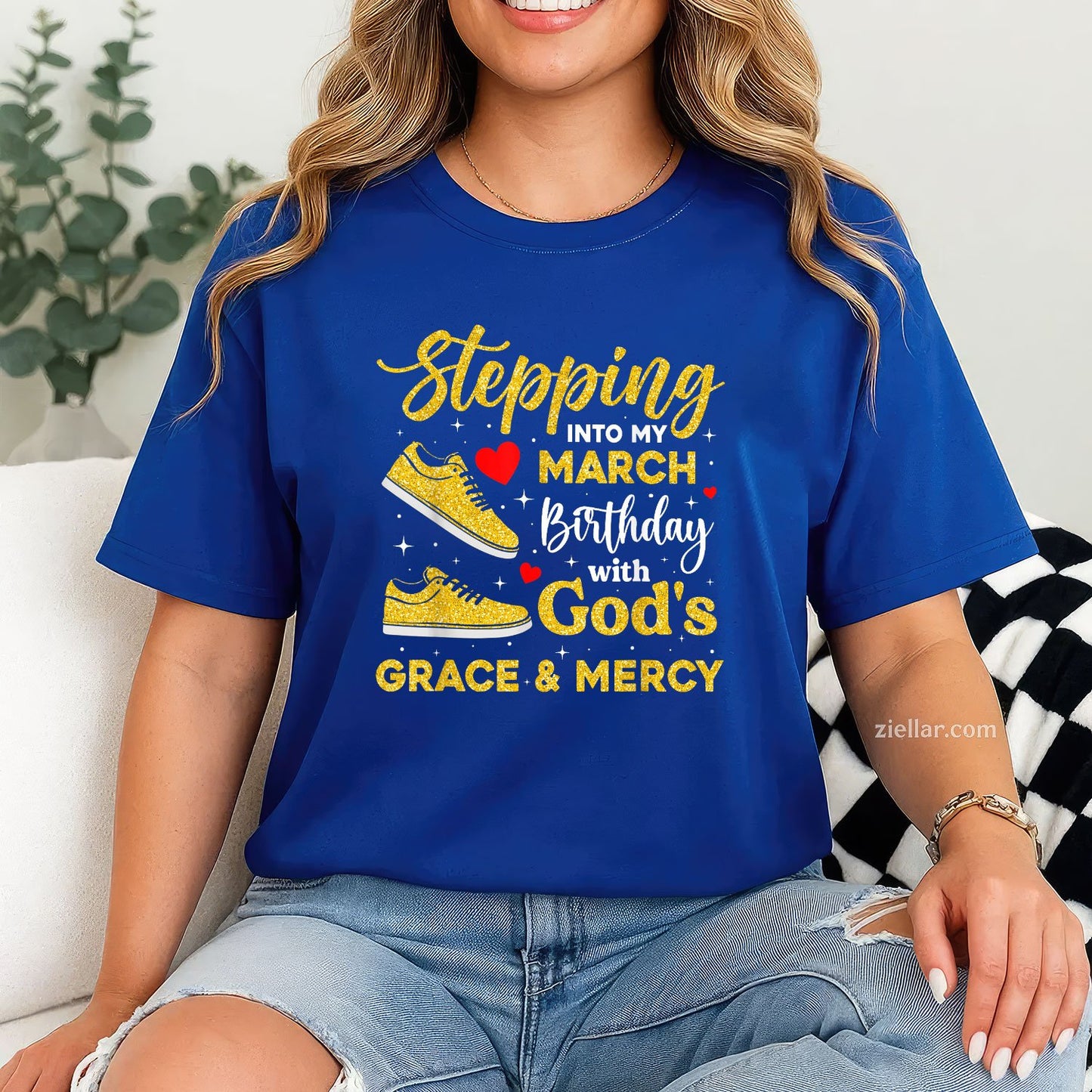 March Birthday with God’s Grace Tee and T-Shirt, Inspirational T-Shirt Gift for Women Adults