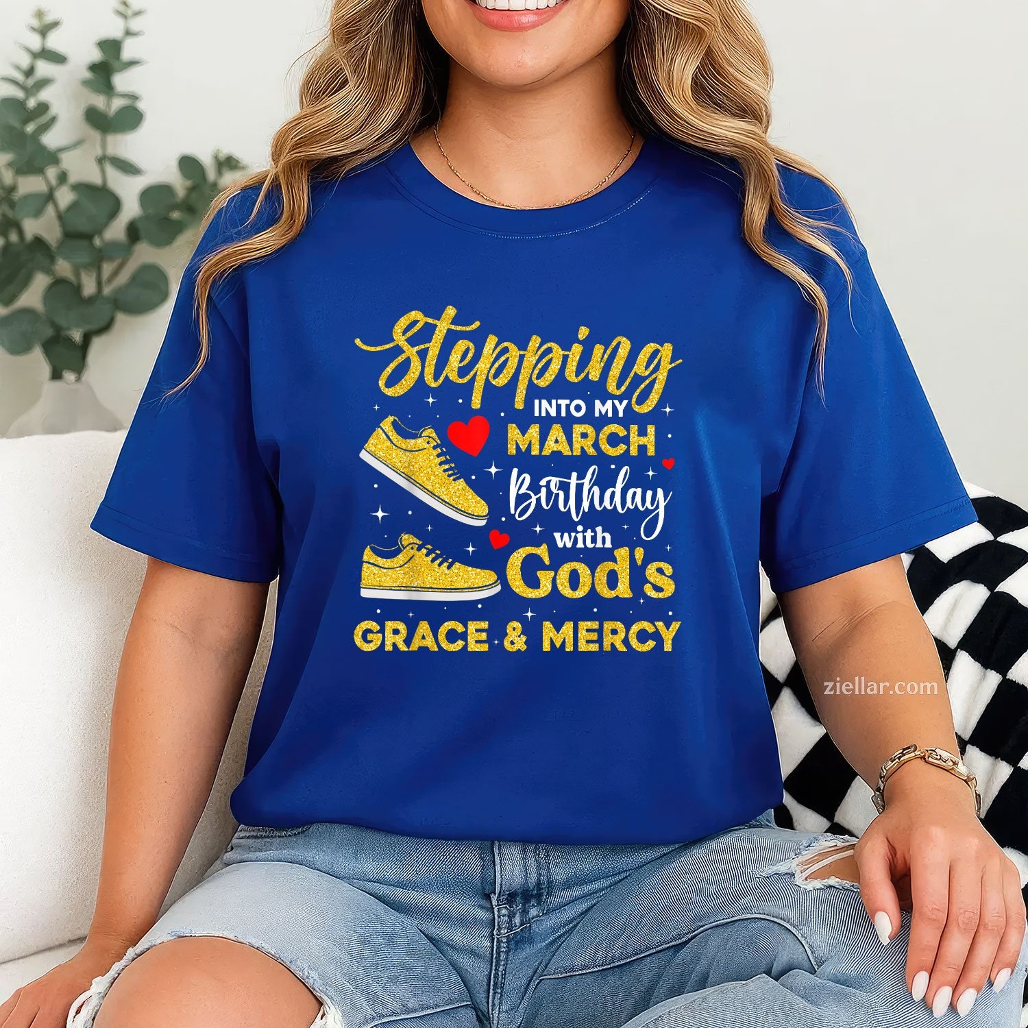 March Birthday with God’s Grace Tee and T-Shirt, Inspirational T-Shirt Gift for Women Adults