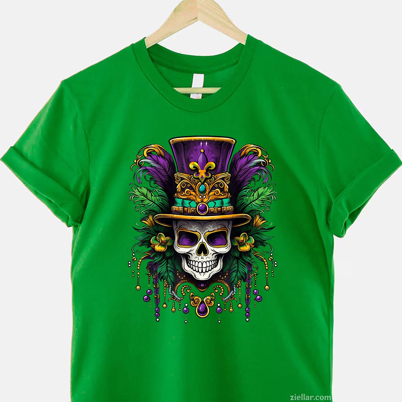 Mardi Gras Costume Tee and T-Shirt, Sugar Skull Carnival Trip T-Shirt Gift for Adults in New Orleans