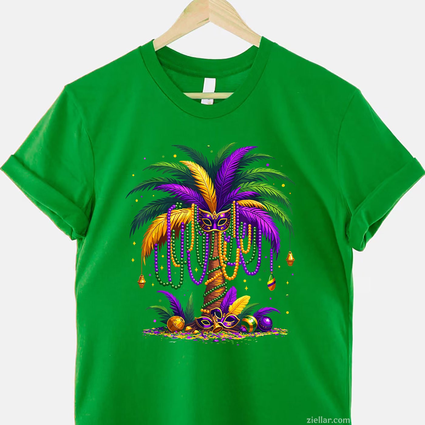 Mardi Gras Palm Tree Tee and T-Shirt, Hawaiian Tropical Party T-Shirt Gift for Men and Women Adults