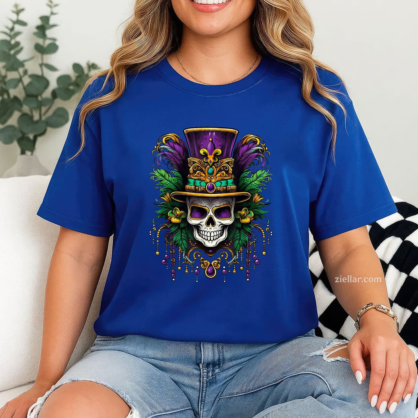 Mardi Gras Costume Tee and T-Shirt, Sugar Skull Carnival Trip T-Shirt Gift for Adults in New Orleans