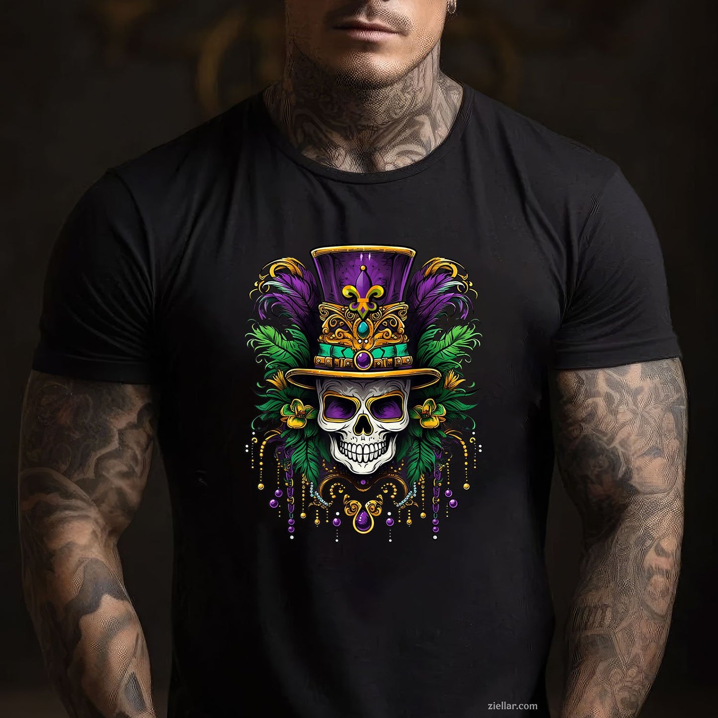 Mardi Gras Costume Tee and T-Shirt, Sugar Skull Carnival Trip T-Shirt Gift for Adults in New Orleans