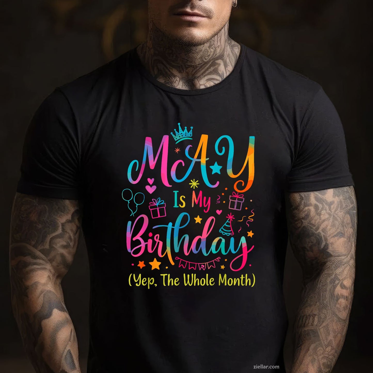 May Birthday Tee and T-Shirt, Yes the Whole Month Tie Dye T-Shirt Gift for Adults