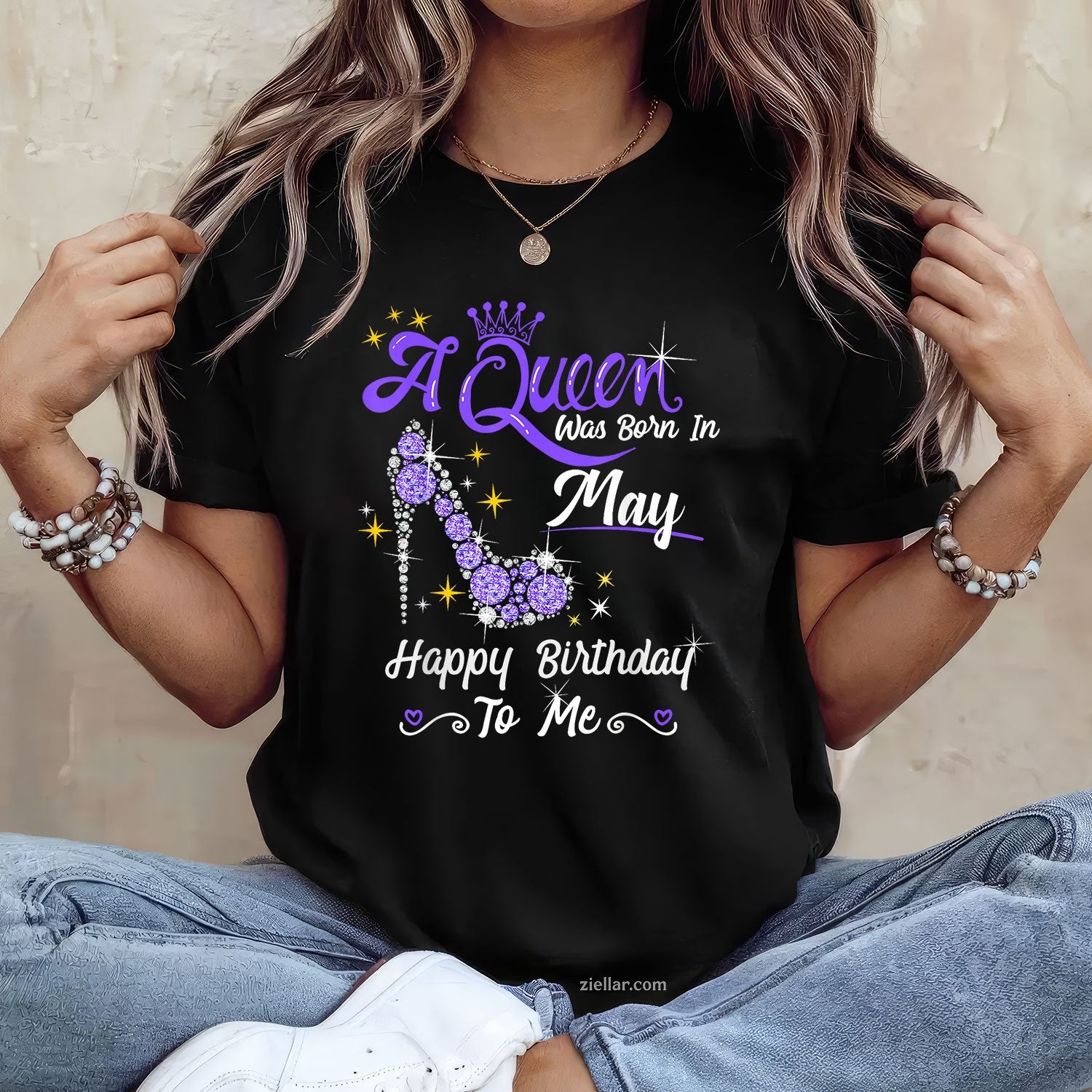 May Queen Birthday Tee and T-Shirt, High Heel Crown Gift T-Shirt for Women Adults