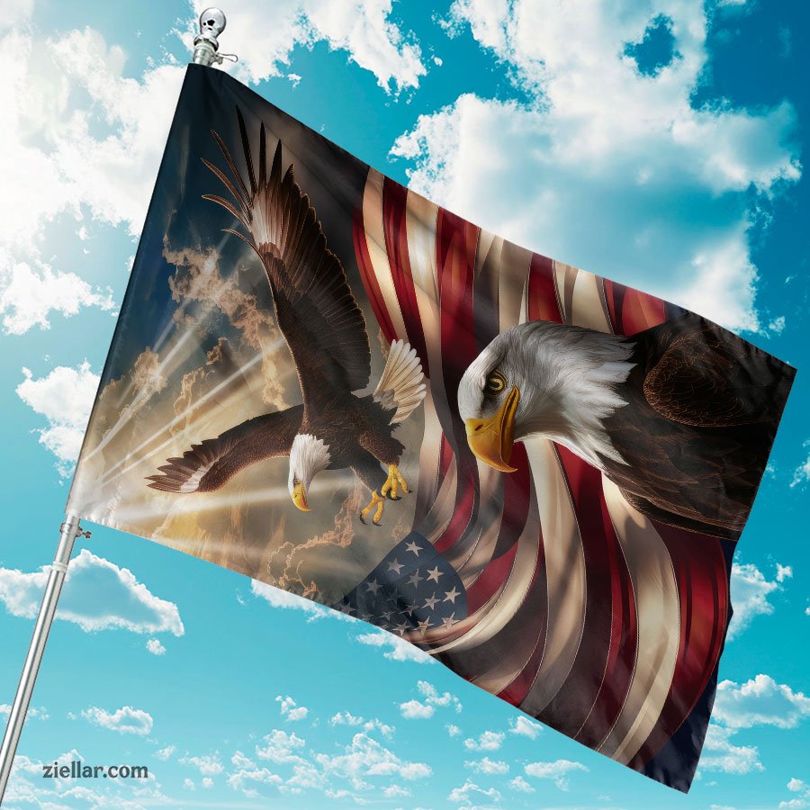 Memorial Day Outdoor Flag - American Eagle Patriotic Garden Decor for Yard