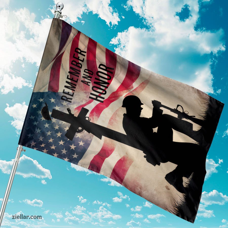 Memorial Day Garden Flag - Patriotic Burlap Yard Banner with Cross & Stars