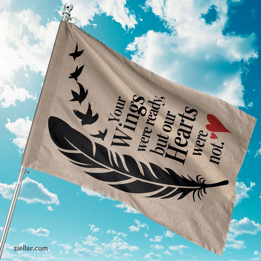 Memorial Garden Flag 12x18 Never Forgotten Feather Wings Yard Outdoor Decor