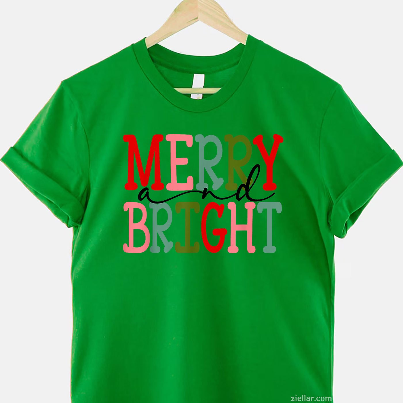 Merry And Bright Christmas Women Girls Cute T-Shirt, A Cute Merry And Bright Christmas Tee For Adults