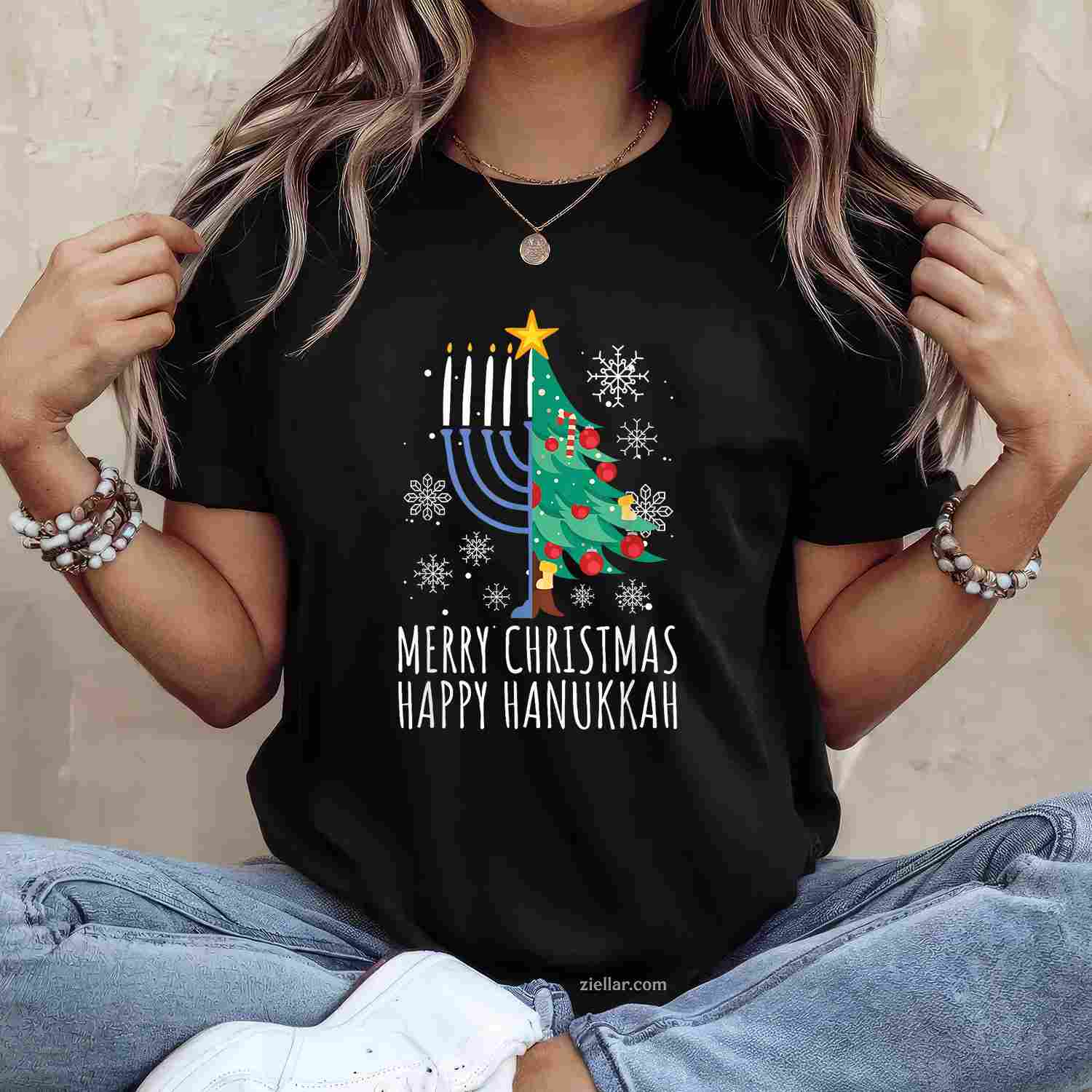 Merry Chrismukkah Happy Christmas Hanukkah T-Shirt_ Funny Holiday Season Tee For Adults