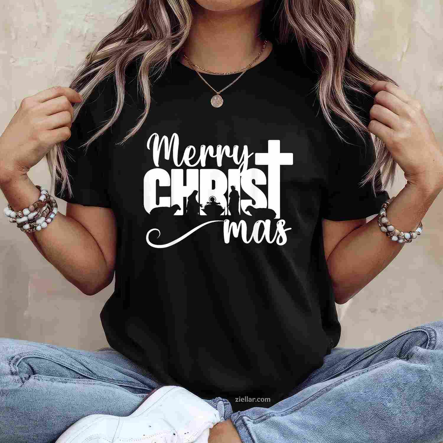 Merry Christ Mas Christian Christmas Jesus Christmas Family T-Shirt, A Merry Christ Mas Christian Jesus Tee
