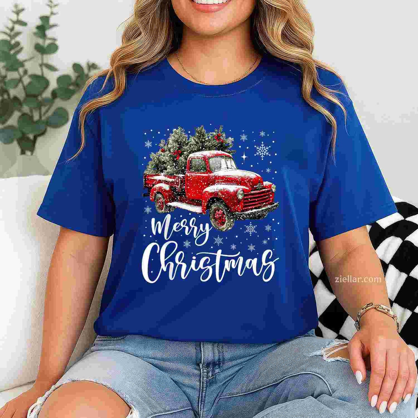 Merry Christmas Red Truck Family Matching Christmas Pajama T-Shirt, A Red Truck Family Matching Christmas Tee
