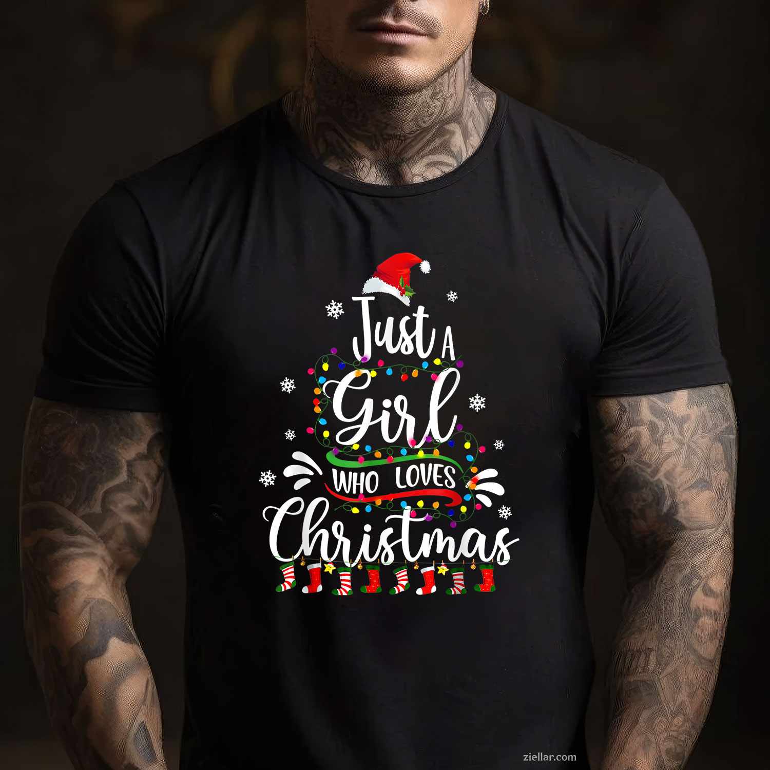 Merry Christmas Just A Girl Who Loves Christmas Tree Xmas T-Shirt, A Funny Just A Girl Who Loves Christmas Tee
