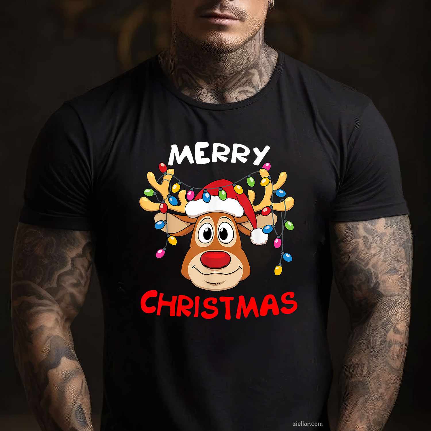 Merry Christmas Reindeer Xmas Family Men Women T-Shirt, A Matching Family Christmas Reindeer Tee For Adults