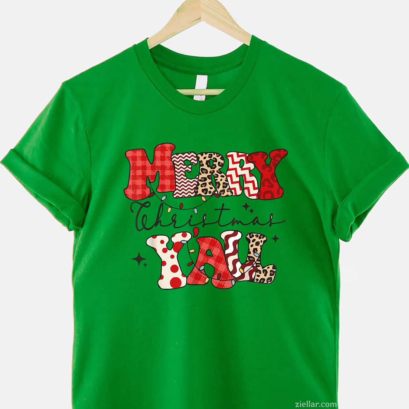 Merry Christmas Y'All Leopard Buffalo Pajama Family T-Shirt, A Merry Christmas Family Pajama Tee