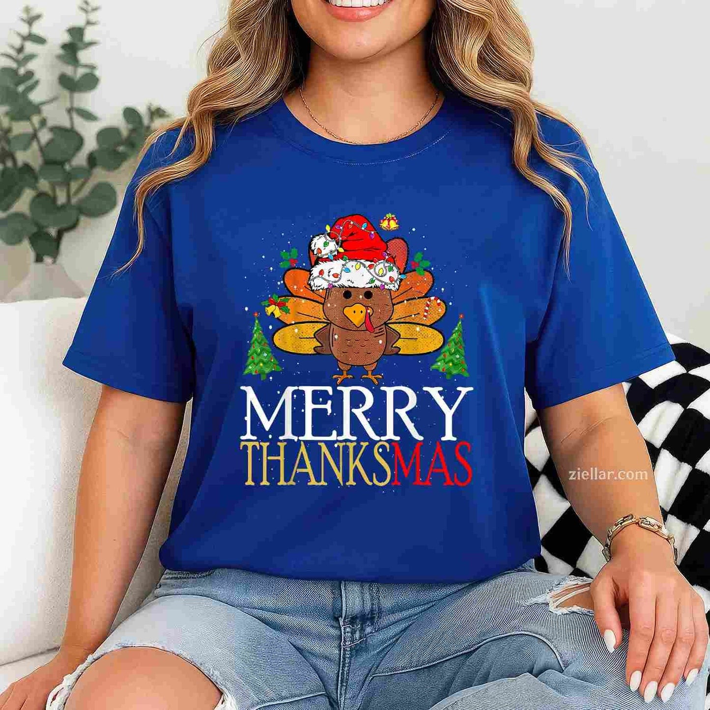 Merry Thanksmas Happy Thanksgiving Santa Turkey Tee, Thanksgiving T-Shirt for Men Women Adults Unisex, Classic Fit Unisex Design, Everyday Wear Essential