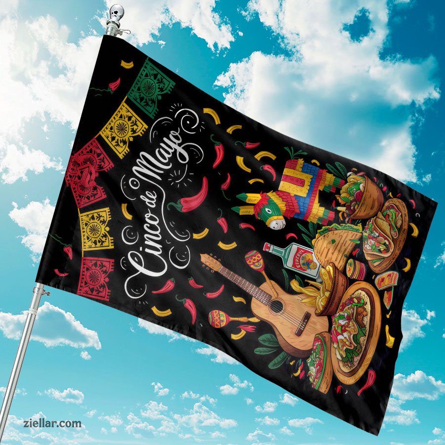 Mexican Fiesta Garden Flag 12x18 Cactus Tacos Sombrero Fun Cinco de Mayo Decor