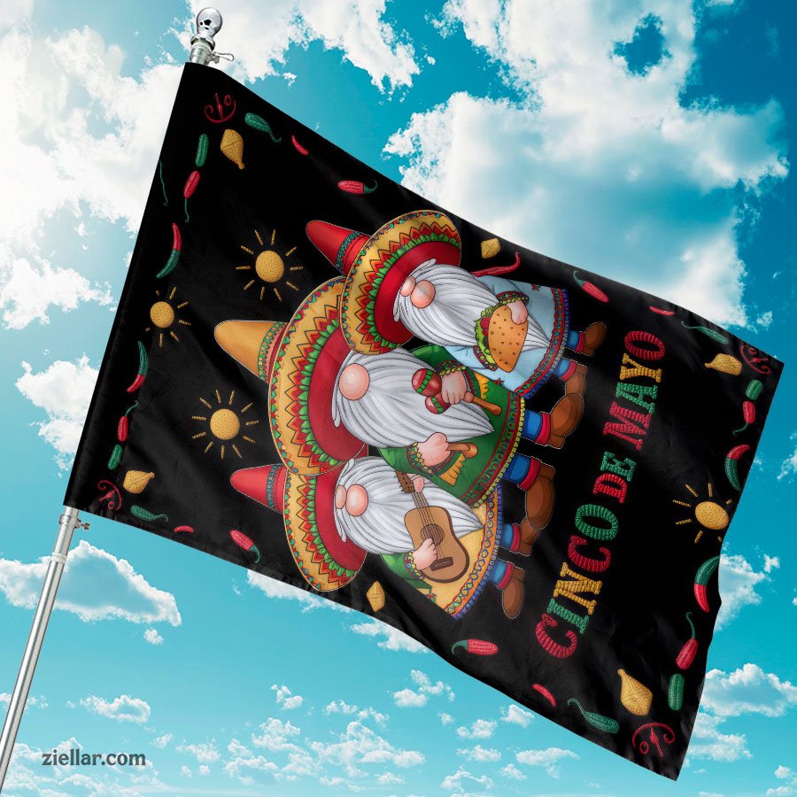 Mexican Gnome Cinco de Mayo Garden Flag 12x18 Holiday Celebration Yard Banner