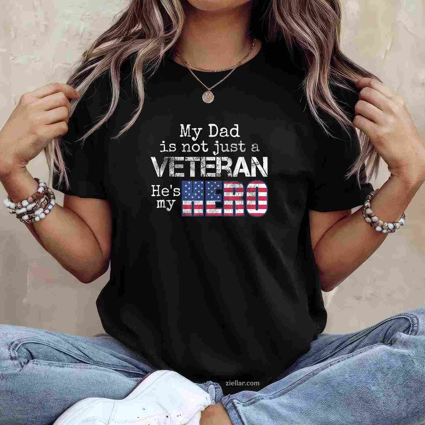 Military Family Veteran Support_ My Dad Is A Us Veteran My Hero T-Shirt And Tee For Adults