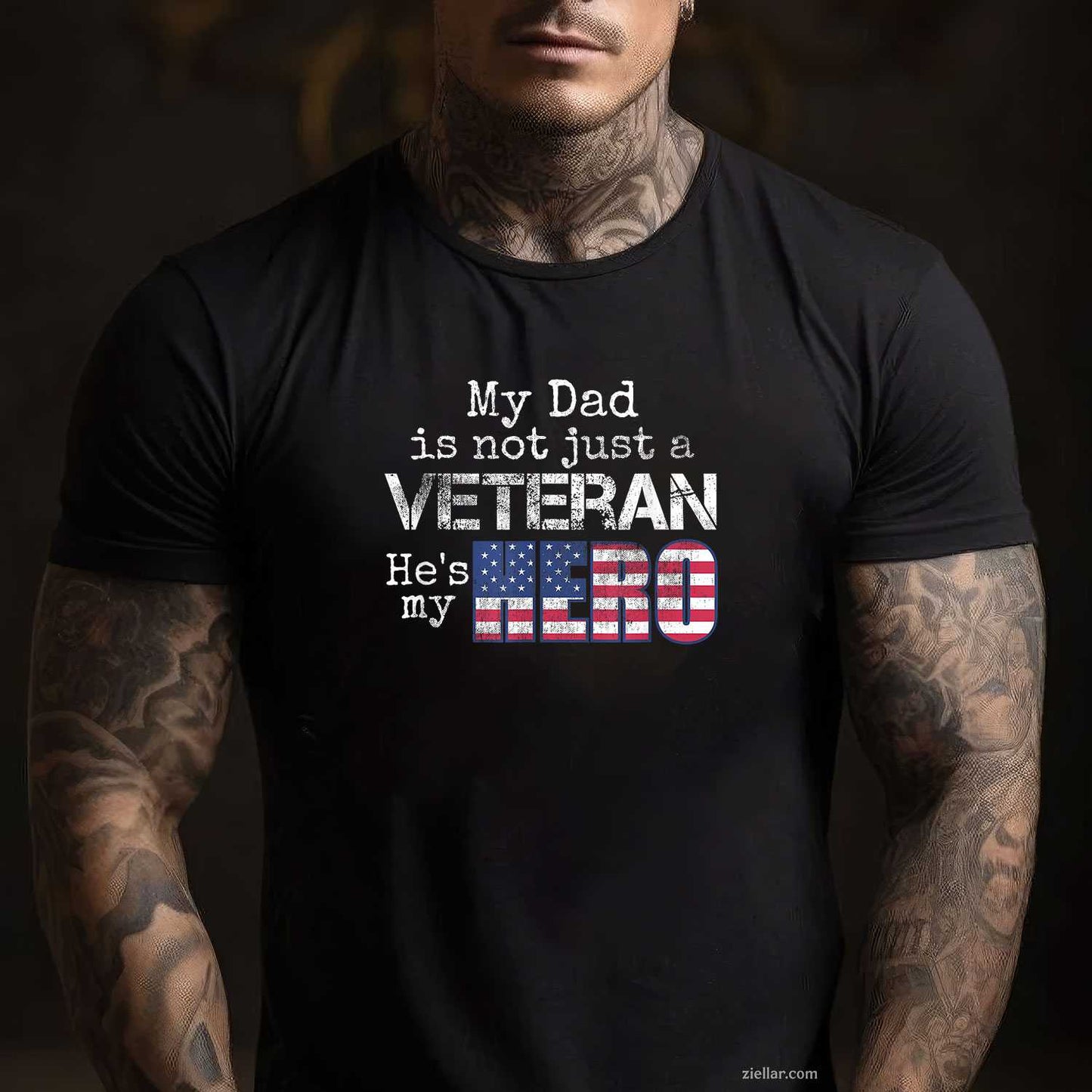 Military Family Veteran Support_ My Dad Is A Us Veteran My Hero T-Shirt And Tee For Adults