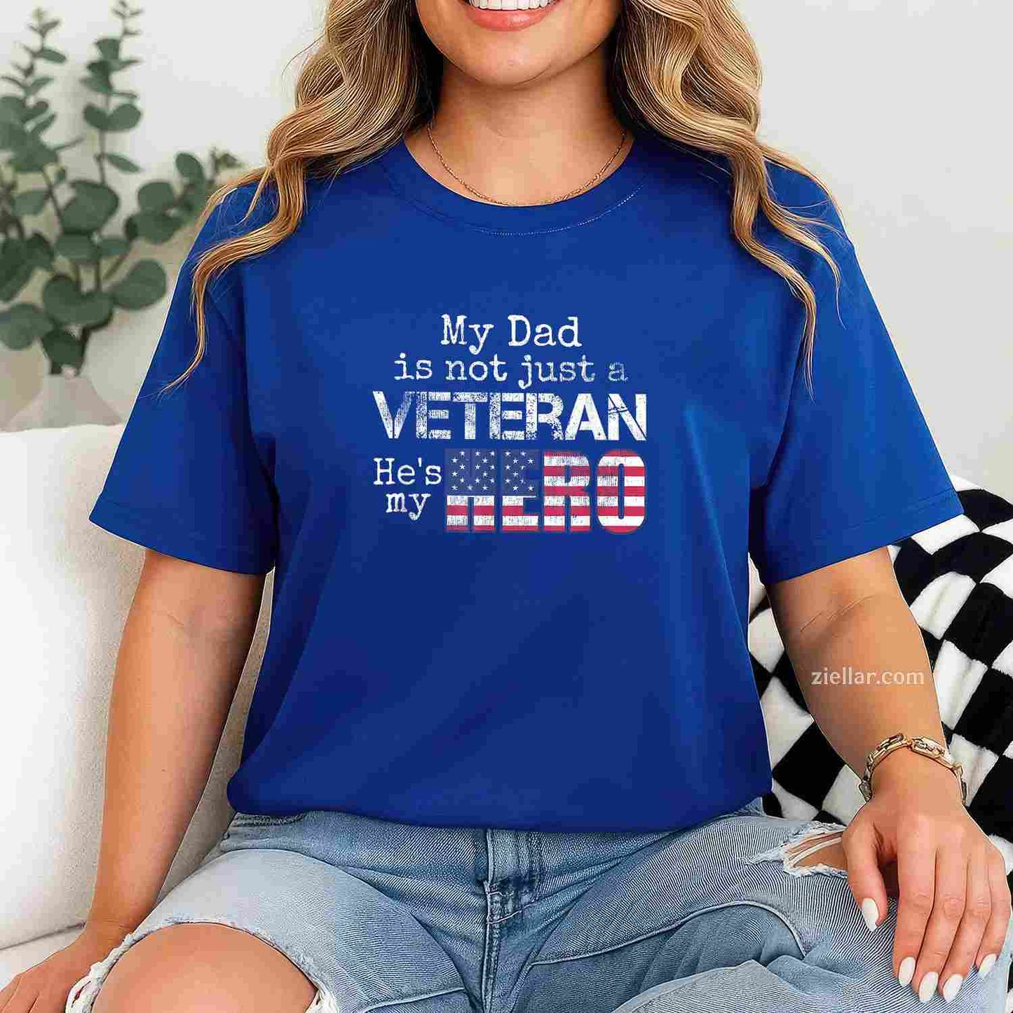 Military Family Veteran Support_ My Dad Is A Us Veteran My Hero T-Shirt And Tee For Adults