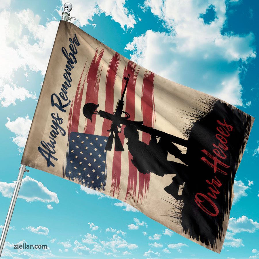 Military Garden Flag Soldier Kneeling at Cross, Patriotic USA Yard Decoration