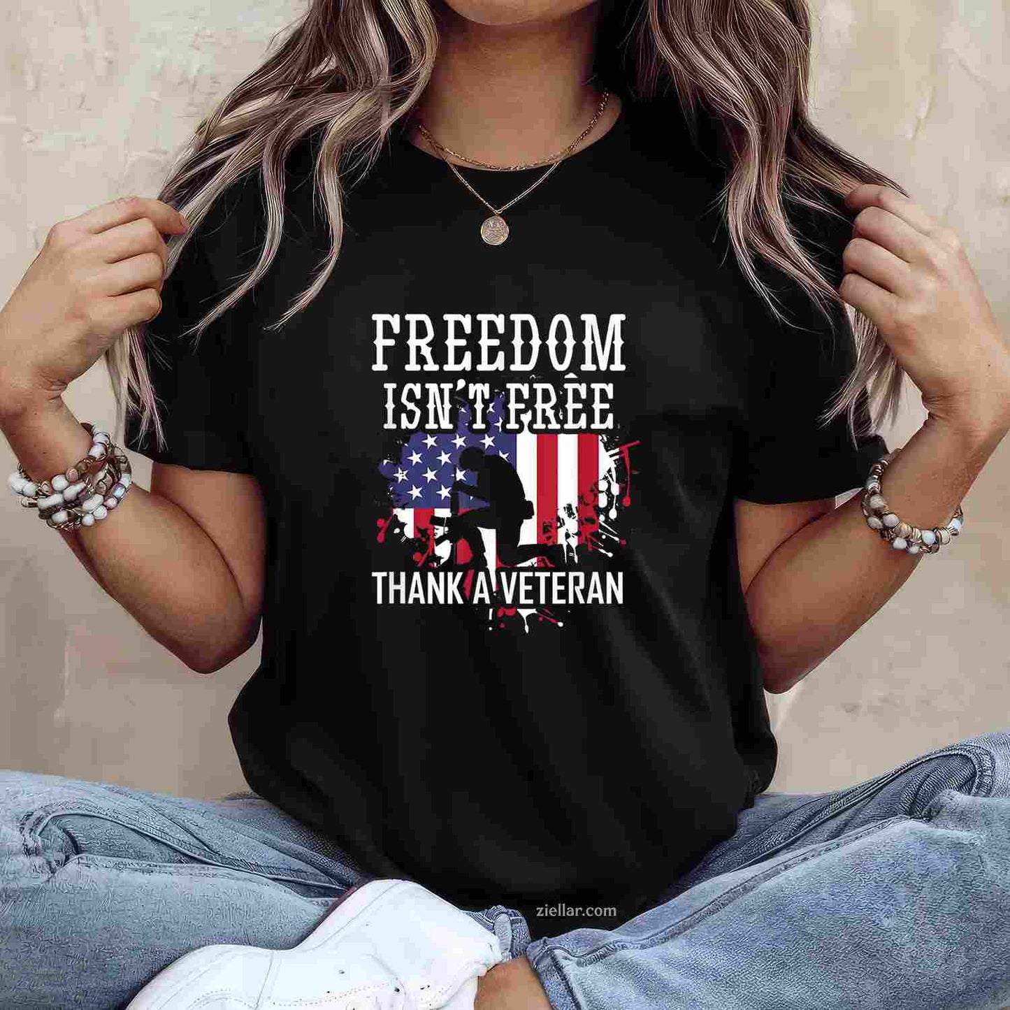 Military Support Freedom Isn'T Free Thank A Veteran T-Shirt And Tee For Adults