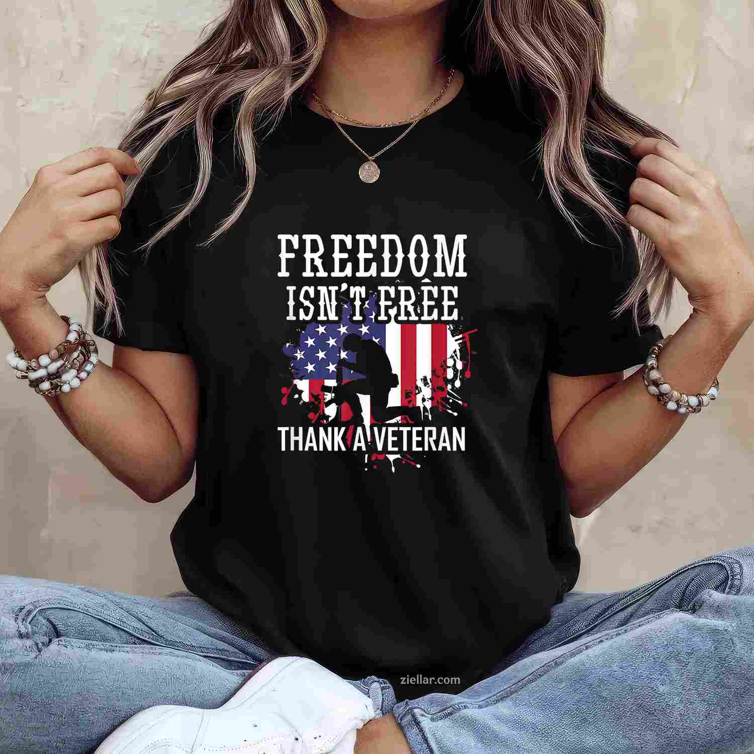 Military Support Freedom Isn'T Free Thank A Veteran T-Shirt And Tee For Adults