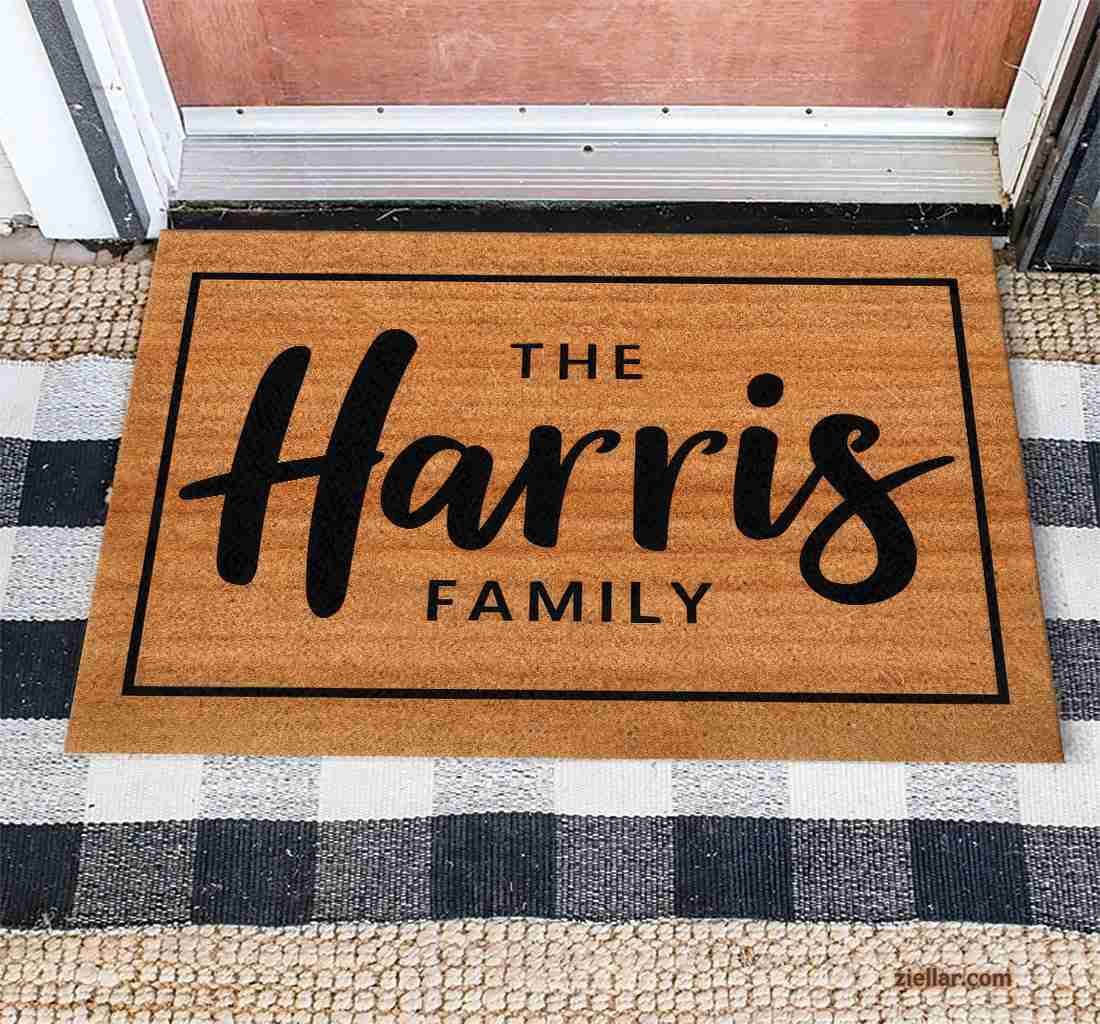 Modern Personalized Doormat, Unique Family Name Design for Entry or Porch