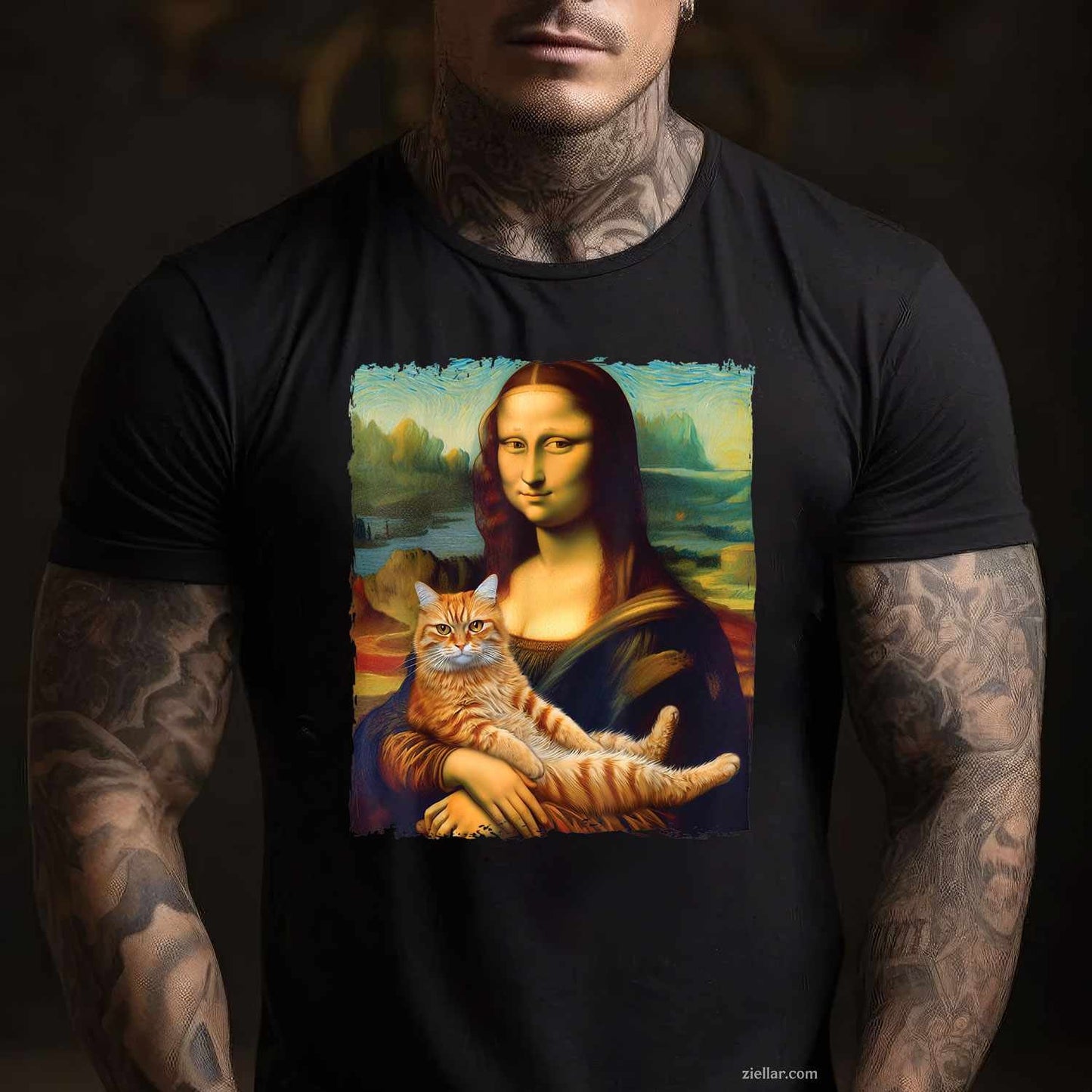 Mona Lisa Kitty  for Cat Lovers Funny Graphic Tee and T-Shirt Gift for Adults Men Women Unisex