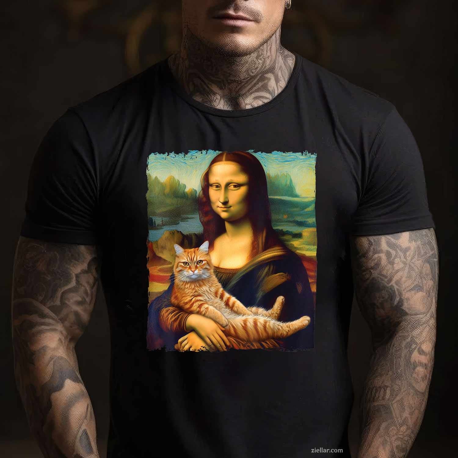 Mona Lisa Kitty  for Cat Lovers Funny Graphic Tee and T-Shirt Gift for Adults Men Women Unisex