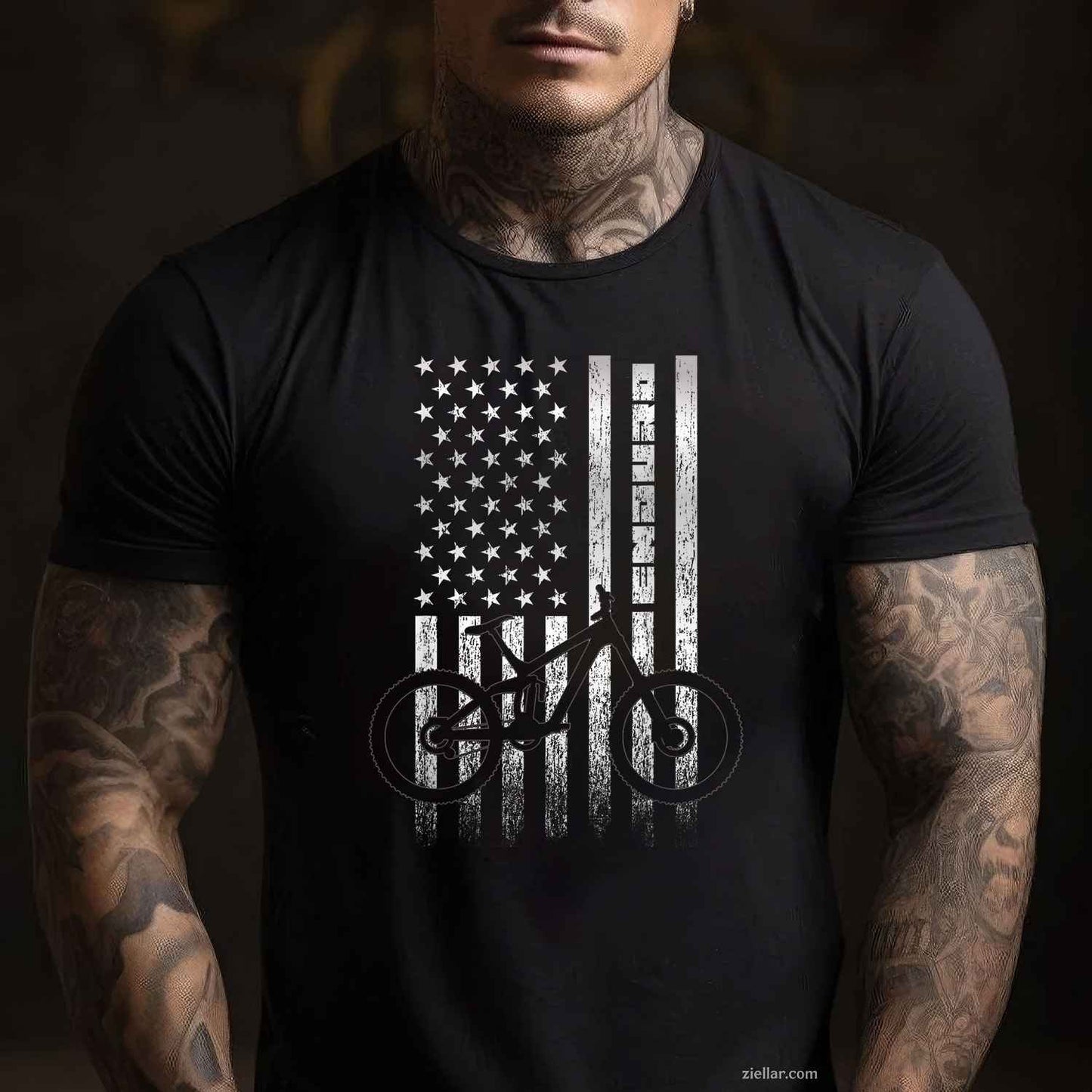 Mountain Bike 4th of July - Independence Day Patriot Flag T-Shirt Tee for Women Men