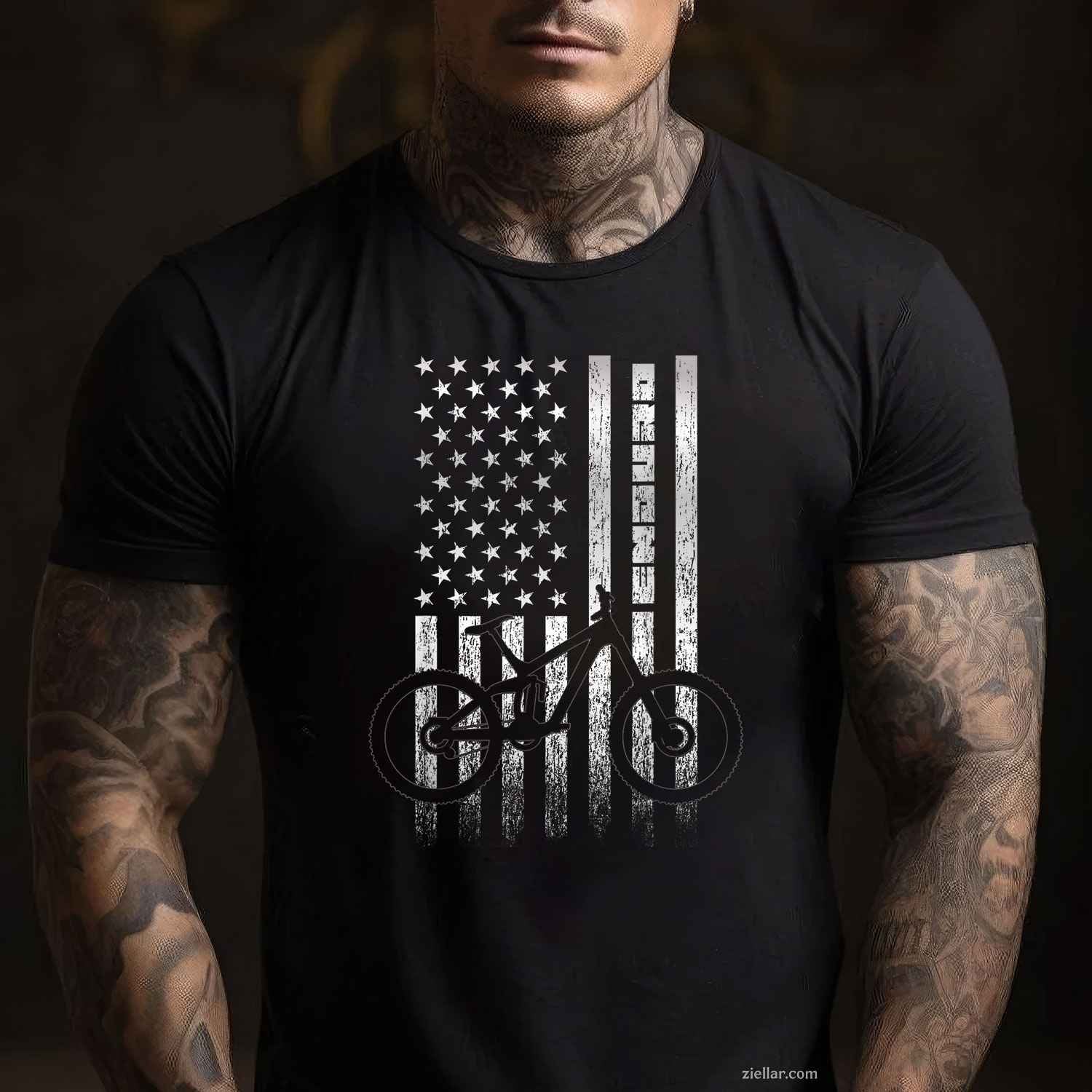 Mountain Bike 4th of July - Independence Day Patriot Flag T-Shirt Tee for Women Men