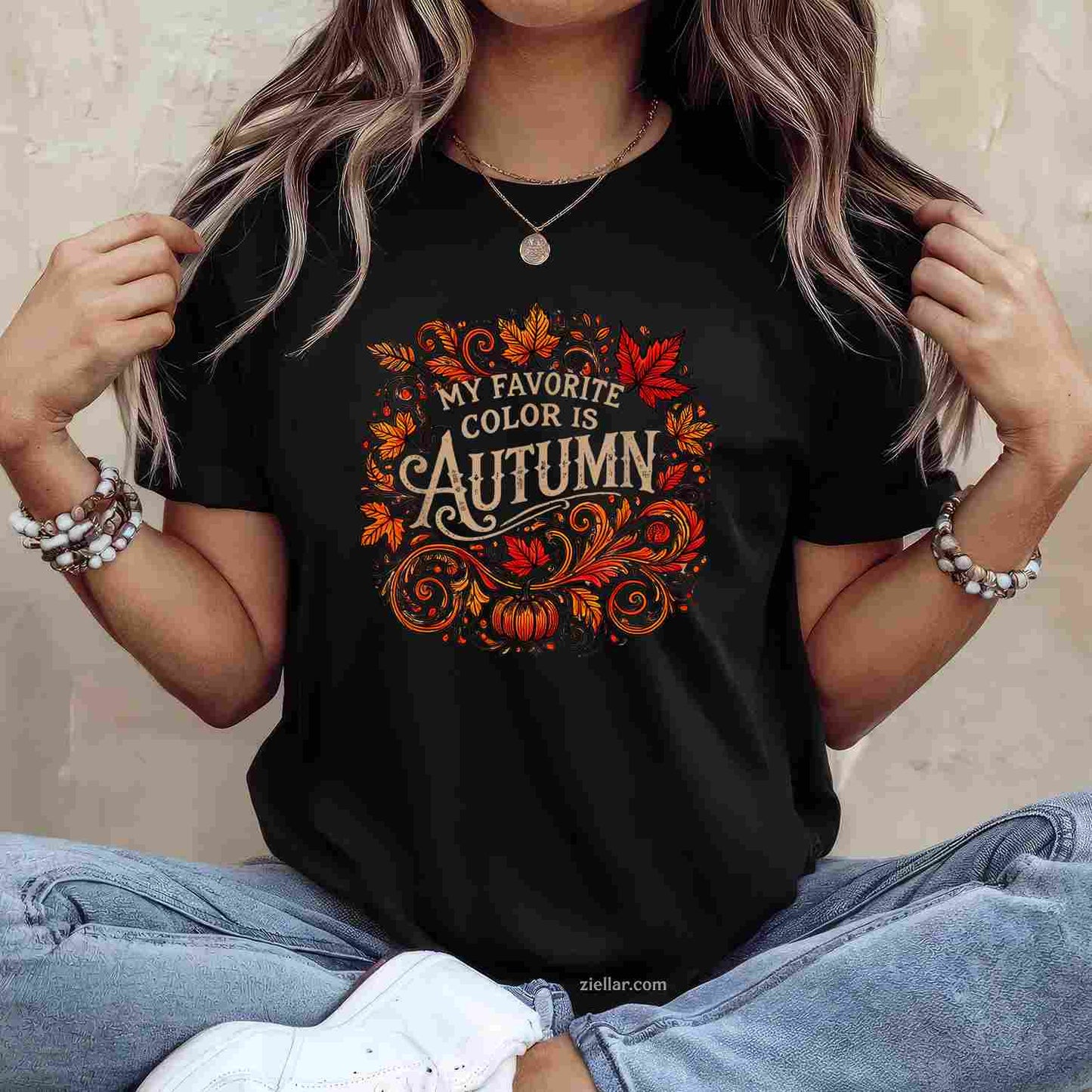 My Favorite Color is Autumn Fall T-Shirt and Tee for Adults Men Women Unisex