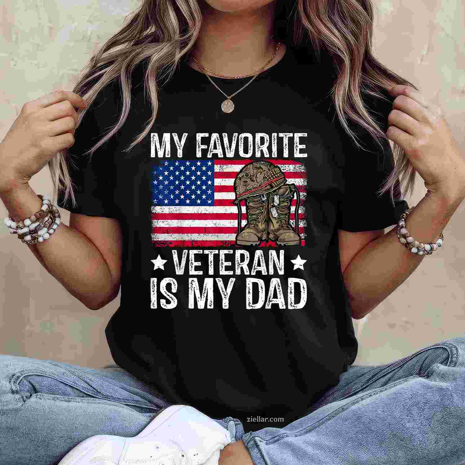 My Favorite Veteran Is My Dad Army Military Veterans Day T-Shirt And Tee For Men