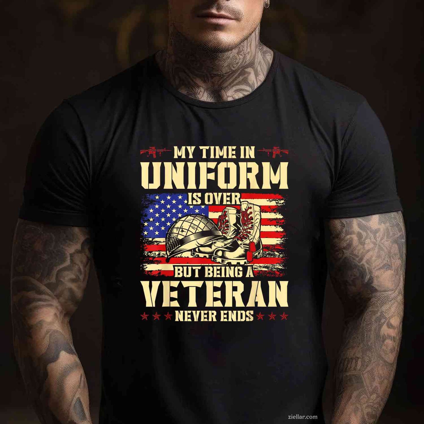 My Time In Uniform Is Over But Being A Veteran Never Ends T-Shirt And Tee For Adults
