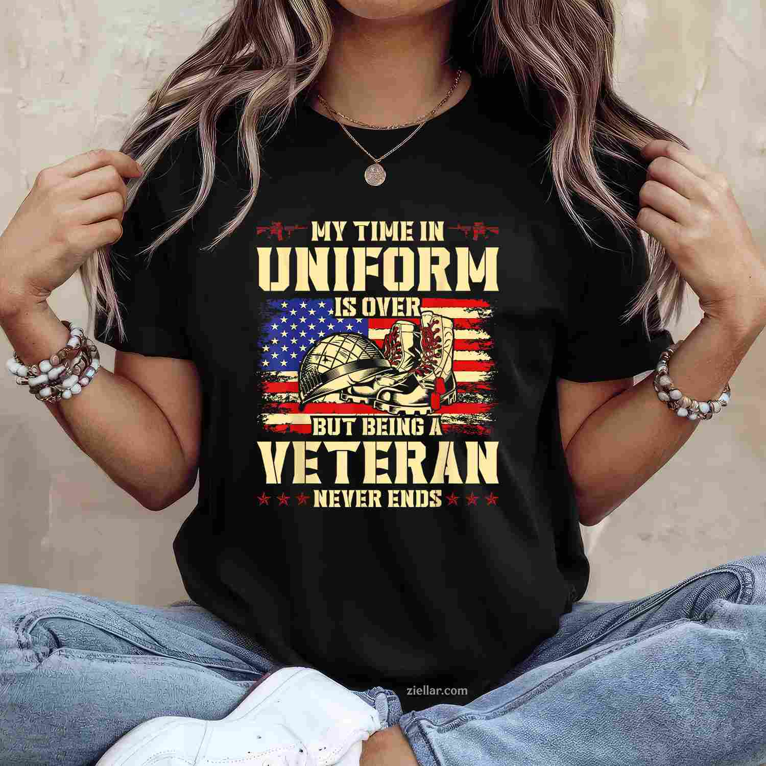 My Time In Uniform Is Over But Being A Veteran Never Ends T-Shirt And Tee For Adults