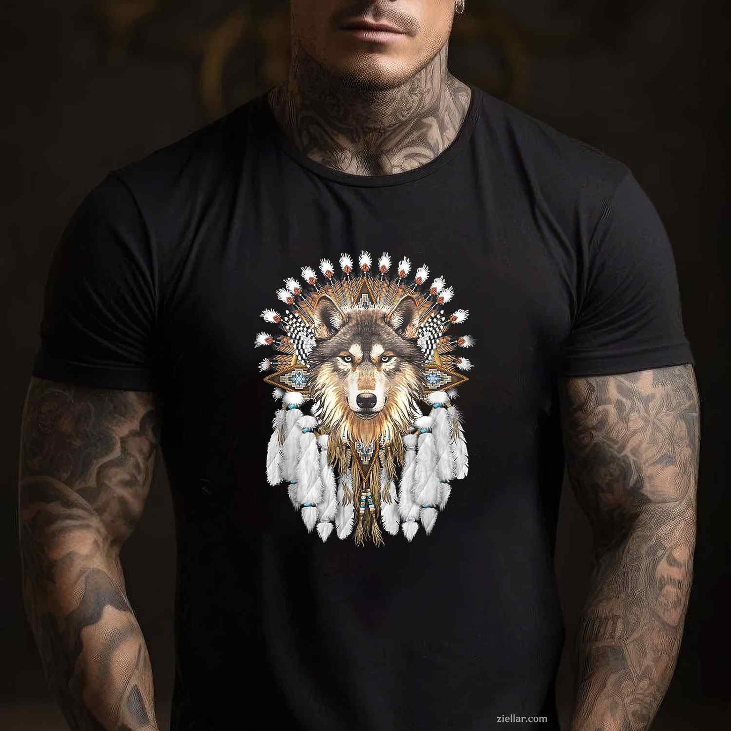 Native American Wolf Feather, A Premium T-Shirt And Tee For Adults